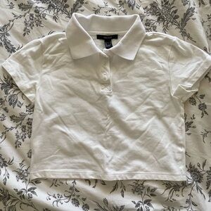 Forever 21 White Cropped Polo Shirt new without tag